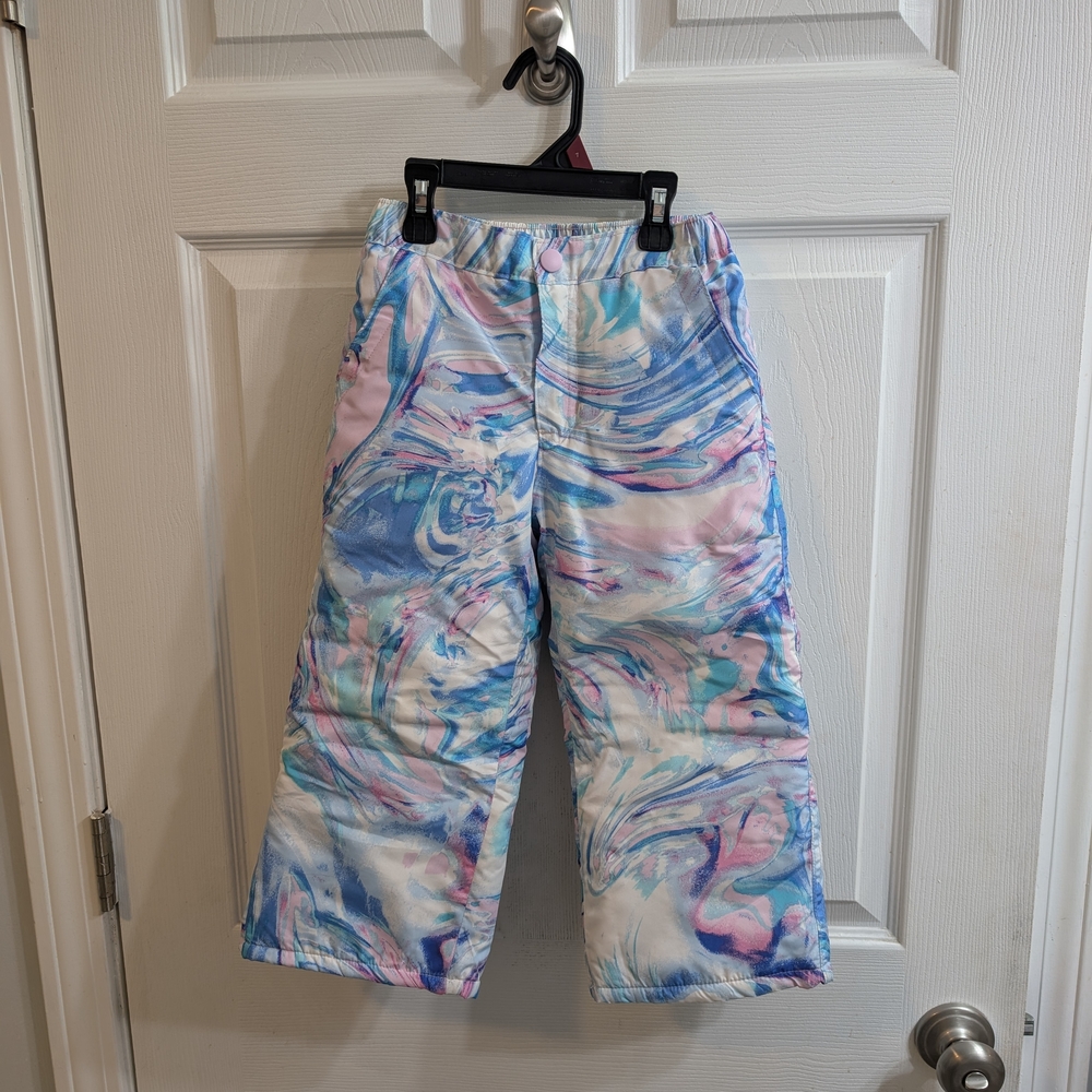The Childrens Place Snow Pants Girls Blue & Pink Tie Dye Insulated - Size 4